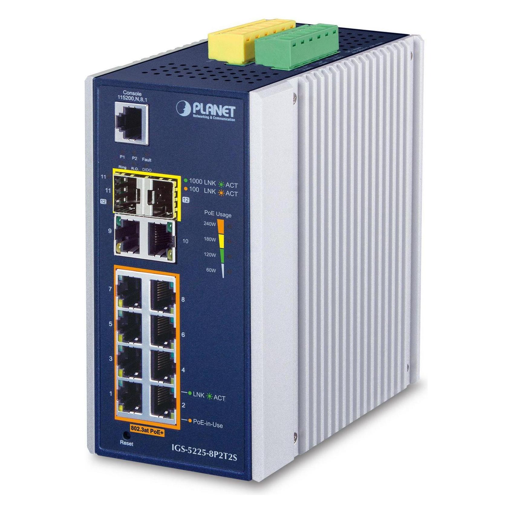 Planet IP30 Industrial L2+/L4 8-Port (10 Ports) (IGS-5225-8P2T2S)