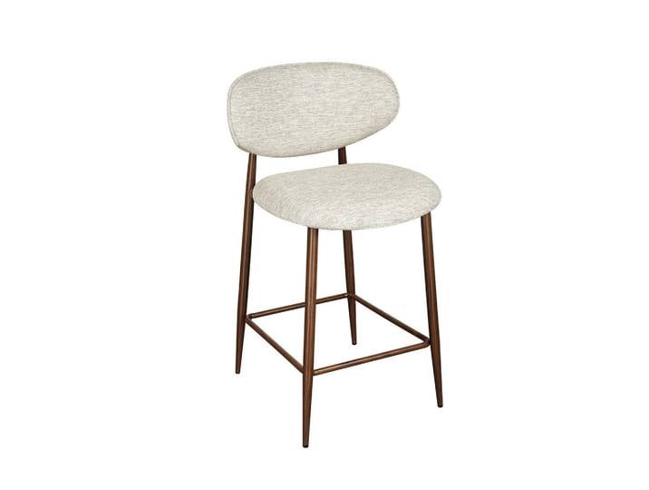 Novel Barhocker, Beige, Walnuss, Metall, Rundrohr, 53x94x55 cm, Esszimmer, Barmöbel, Barhocker
