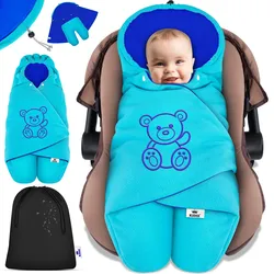 KIDIZ® Baby Einschlagdecke Babyschale Winter Herbst Babydecke mit Kapuze & Tasche Universal Fußsack kompatibel mit Maxi-Cosi, Römer, Buggy, Kinderwagen & Autositz isolierend gegen Wind, Nässe & Kälte