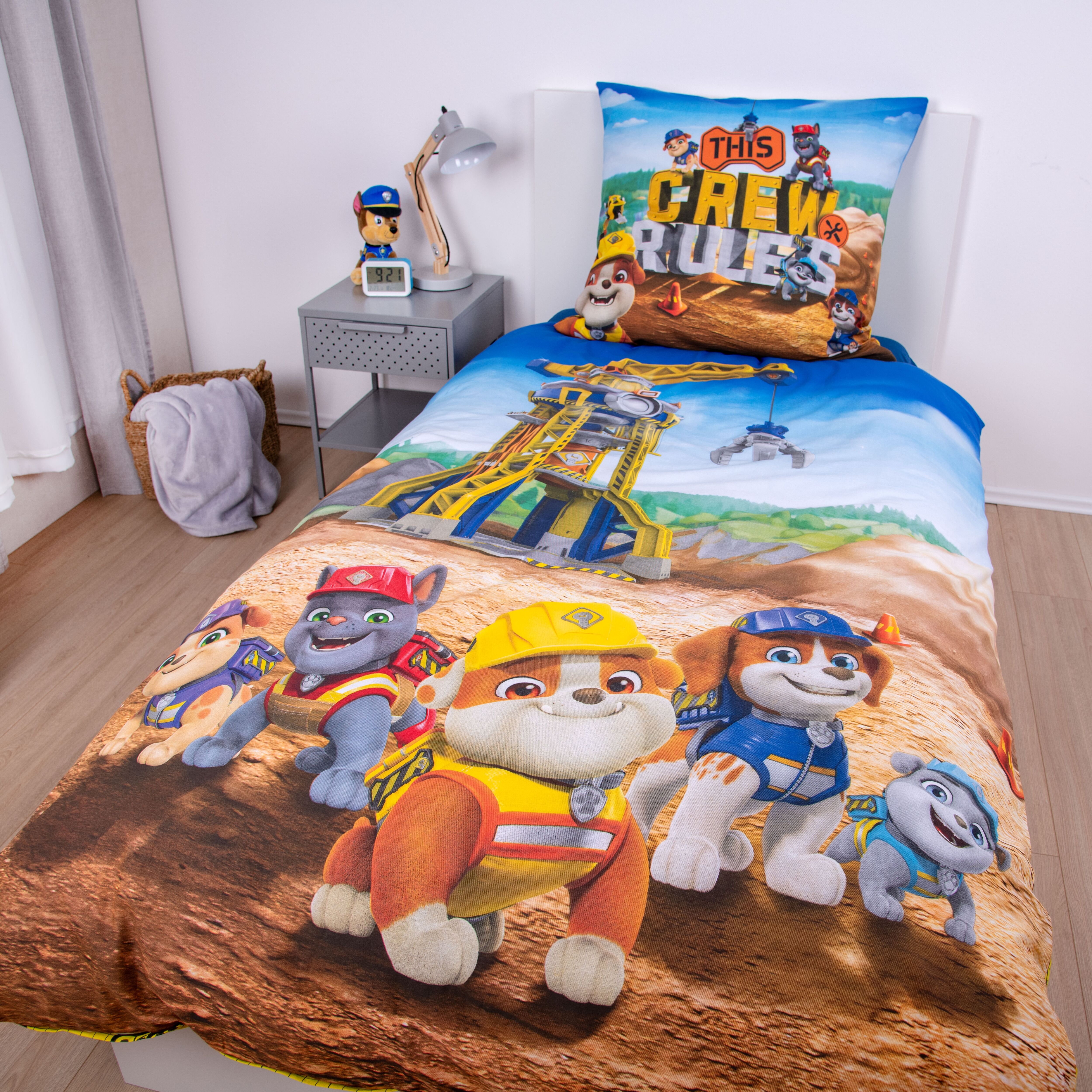 Bettwäsche PAW PATROL "Paw Patrol Rubbel&Crew", bunt, B/L: 135cm x 200cm, 1 Stk., 1 Stk., Renforcé, B/L: 80cm x 80cm, 2 Stk., Renforcé, Obermaterial: 100% Baumwolle, Bettwäsche, Bettwäsche, Wendebettwäsche bunt B/L: 135cm x 200cm, 1 Stk., 1 Stk., Renforcé