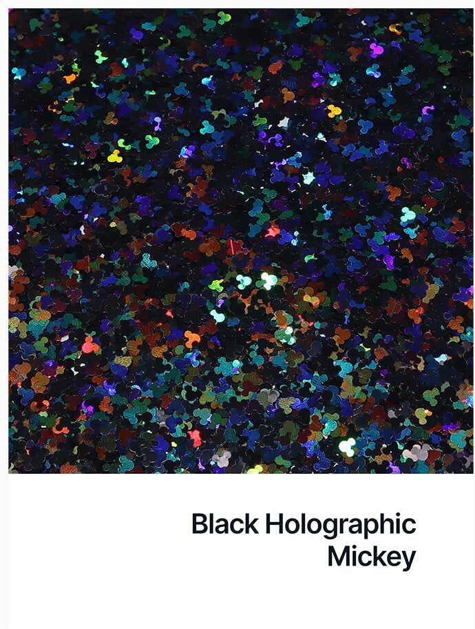 Hemway Shaped Ultra Sparkle Glitter   Mickey   Cosmetic, Festival, Crafts - Black Holographic - Shaped 50g
