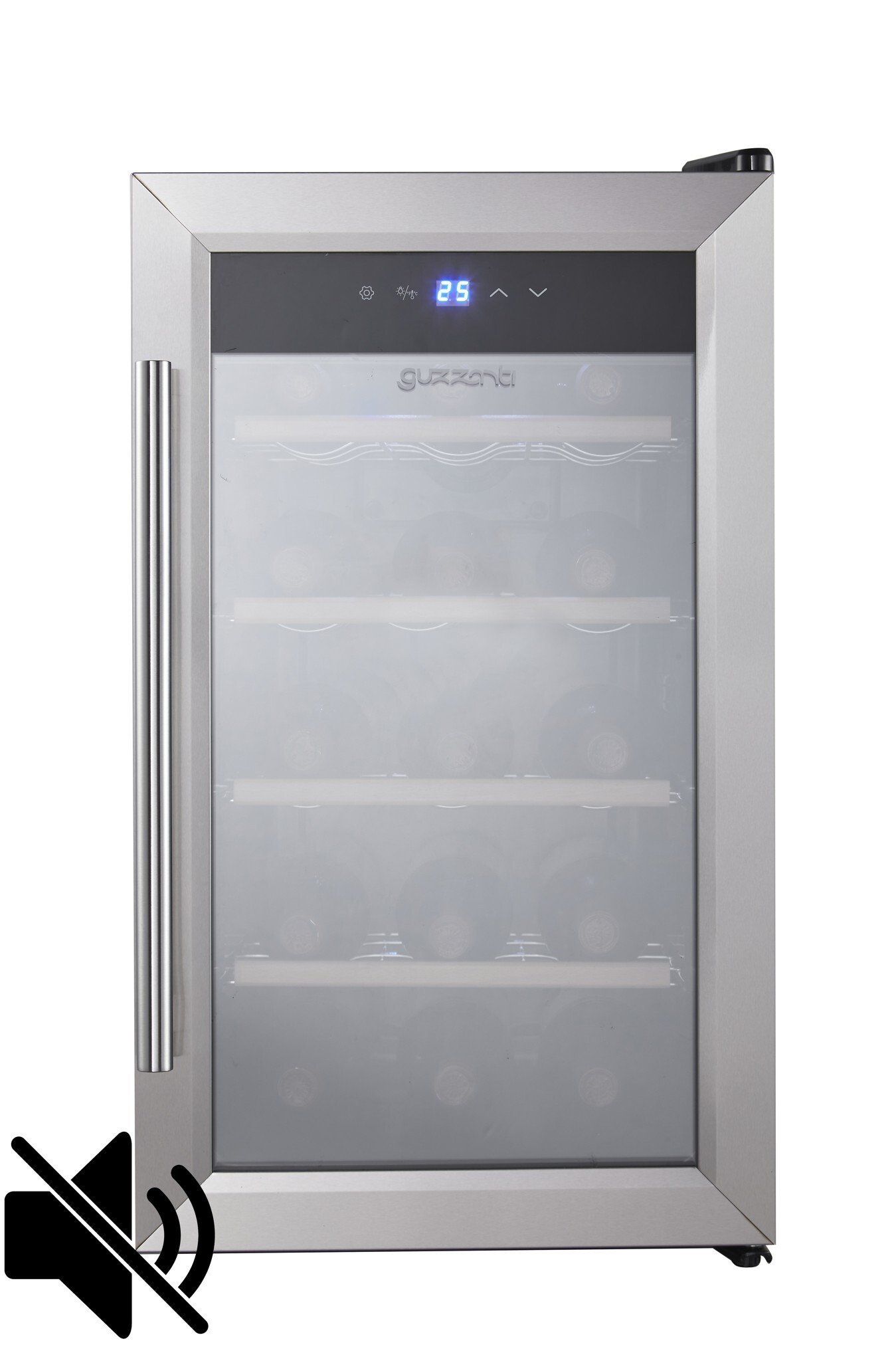 Guzzanti GZ 1535S, Thermoelektrische Weinkühler, Freistehend, 15 Flasche(n), Innenbeleuchtung, Silber
