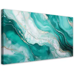 LEINWANDBILD Türkisfarbener Marmor mit Gold 120x60cm