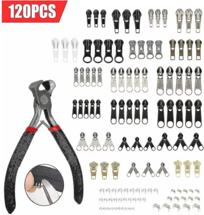 INF Kit de réparation de fermeture éclair 120 pièces : Votre kit de remplacement de fermeture éclair ultime