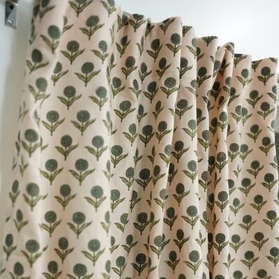 Fabdivine Hook Linen Curtain, Floral Bohemian Drape, Light Filtering Window Treatment, Panel for Bed Room