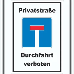 HB-Druck Privatstrasse Durchfahrt verboten Aufkleber A1 (594x841mm)
