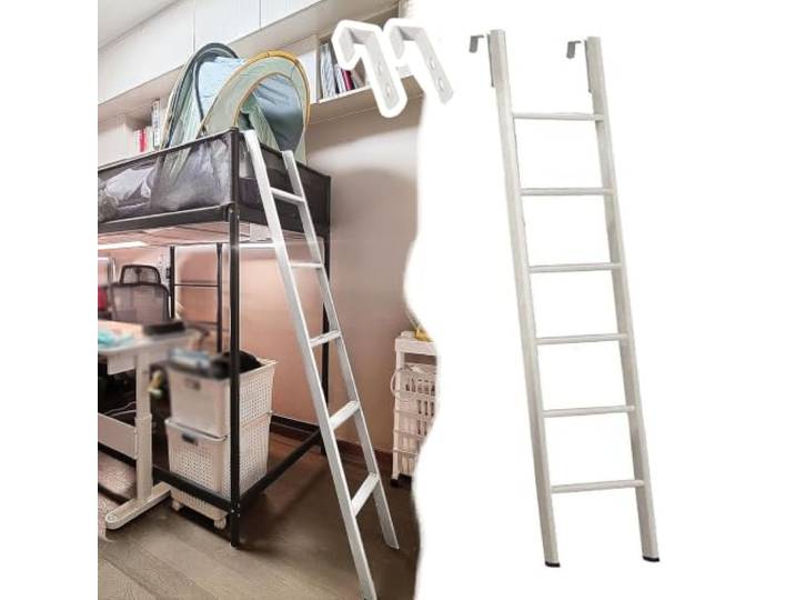 Hochbett Leiter Ersatzleiter Doppel-Etagenbett Metall, 130/140/150/160cm Verstellbare Etagenbettleiter mit Breiter Stufe und Haken, Kurze Leiter für Zuhause, Wohnheim, Dachboden und RV(185cm/73 )