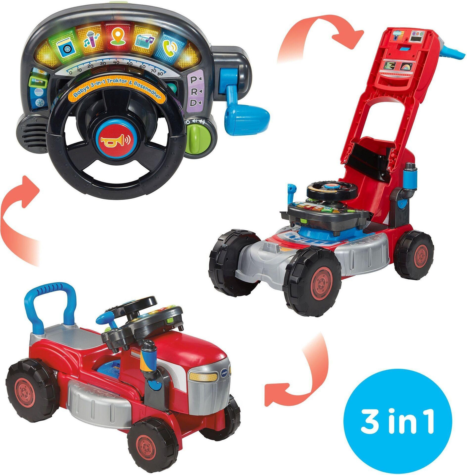 Vtech Baby 3-in-1 tractor en grasmaaier
