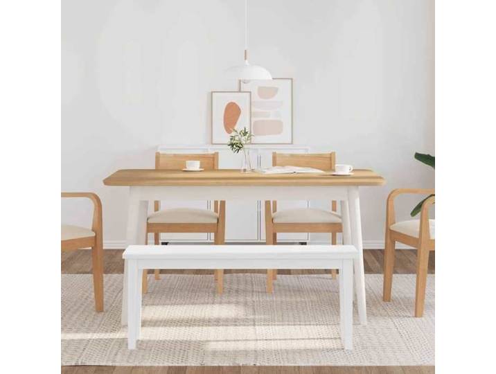En soldes - Banc à manger banc d'entrée banquette 110cm blanc - Bois massif caoutchouc 8_1906516