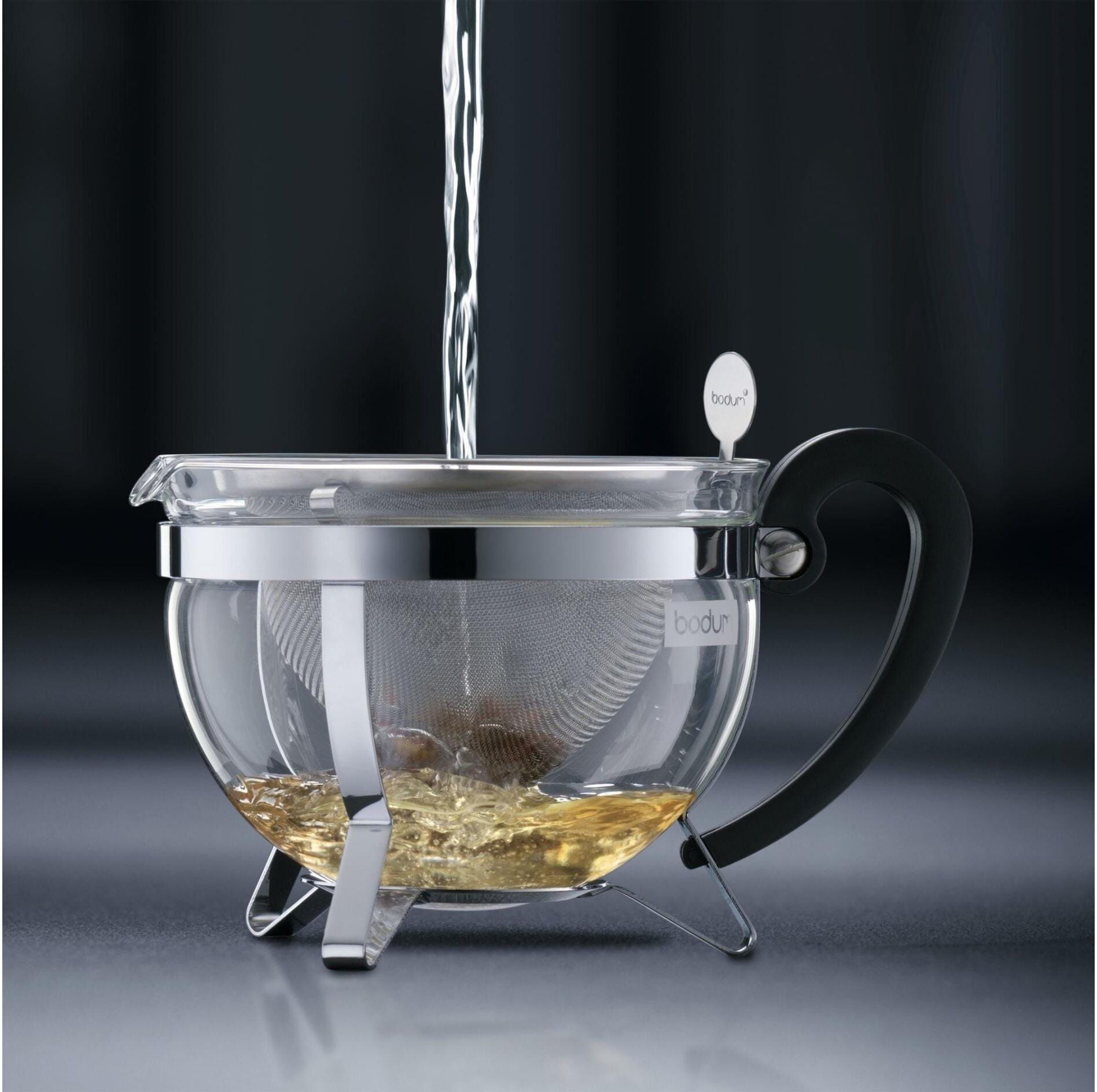 Teebereiter BODUM "Chambord verchromt, 1 l", silber (silberfarben, transparent), H:15,7cm, Teeautomaten, Teebereiter silberfarben, transparent Einheitsgröße