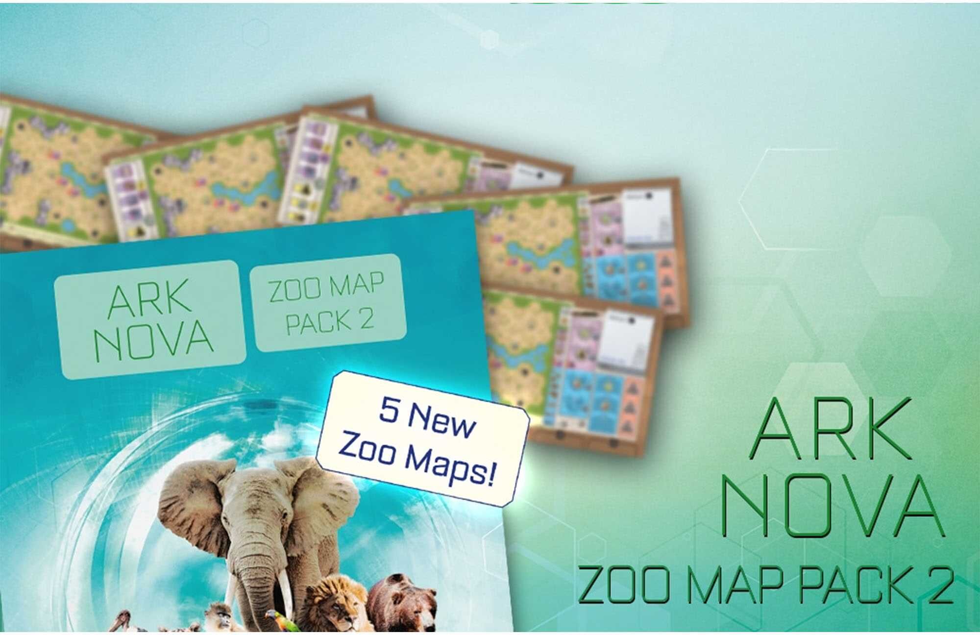 Feuerland Spiele Ark Nova: Map Pack 2 - Board Game Expansion for Experienced Players with 5 New Zoo Maps and Reference Guide