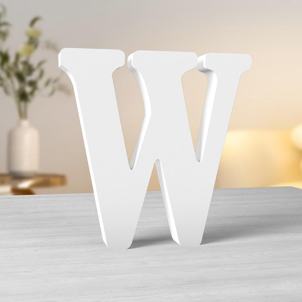 Decoratieve Houten Letter W Wit - Wanddecoratie voor volwassenen