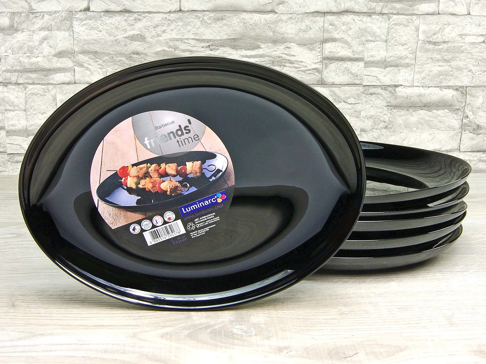 Luminarc Italian Party black 6-delige serviesset barbecuetafel, zwart