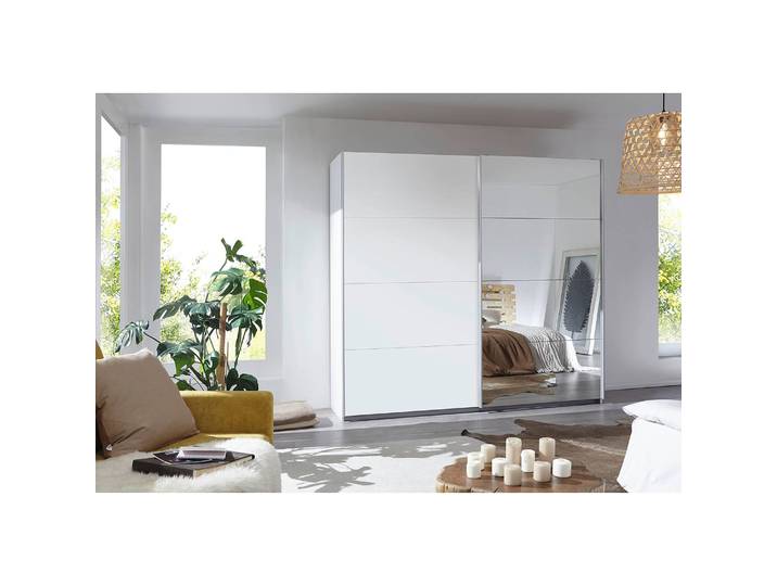 Armoire à portes coulissantes I 226cm Blanc/Blanc alpin Premium 1 miroir