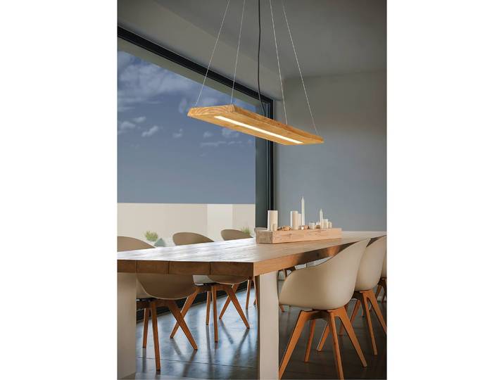 LED-Pendelleuchte Brad 100 x 150 x 20cm Braun Oberfläche Holz: Geölt LED LED-Platine