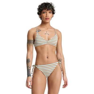 Triangel-Bikini-Top QUIKSILVER "Clickity Clack", Damen, Gr. M, braun (tobacco clickity stripe), Obermaterial: 91% Polyester, 9% Elasthan., Bikini-Oberteile