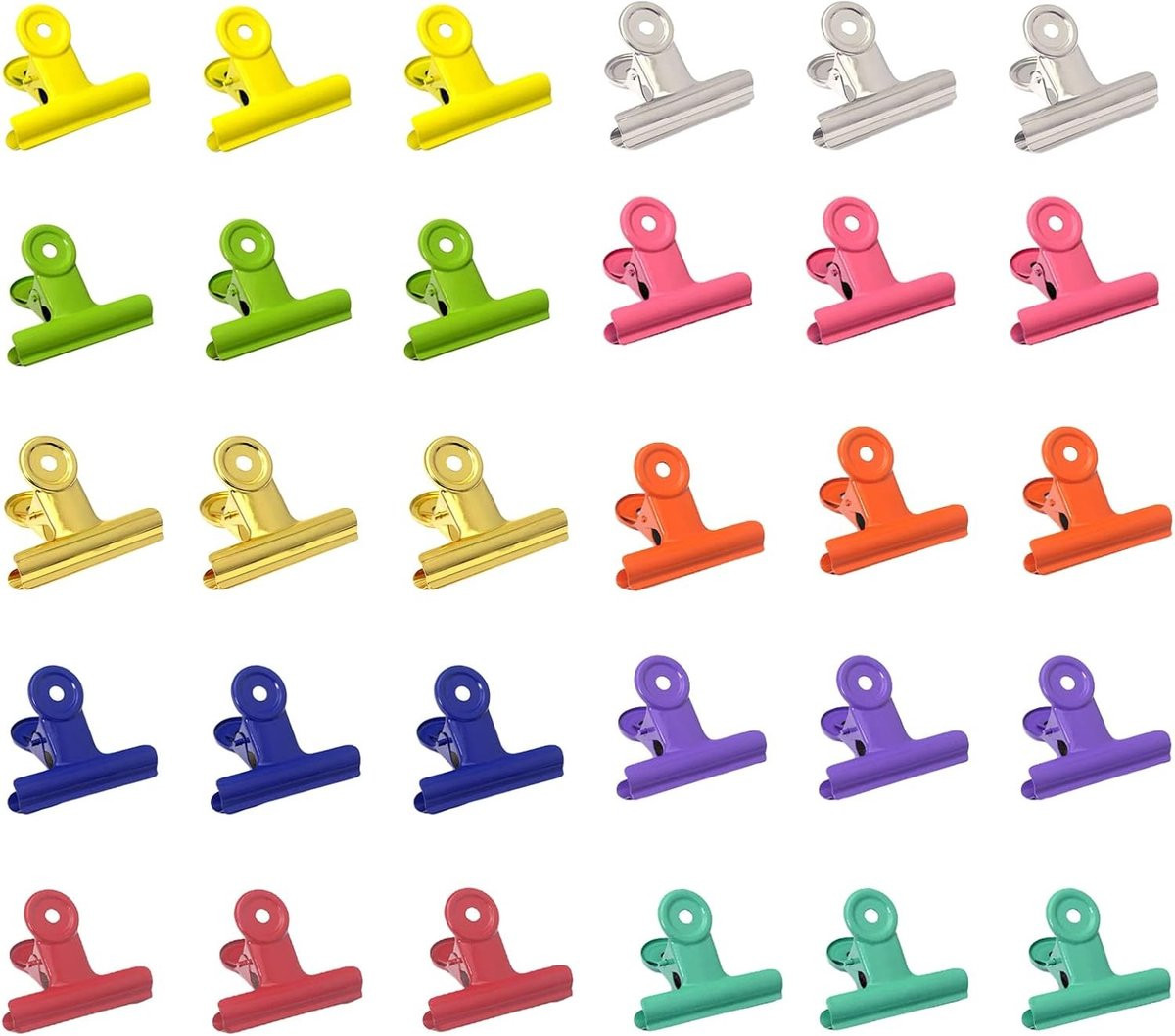 Geef uw foto's, voedsel of documenten orde met deze 30 stuks kleurrijke metalen Bulldog Clips van 22mm