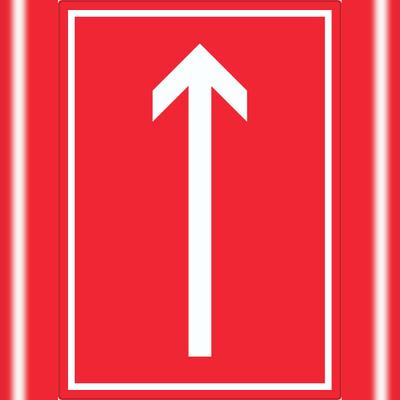 HB-Druck Richtungspfeil hoch Aufkleber hochkant weiss rot Pfeil A3 (297x420mm)
