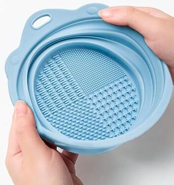 Uplifted Finds Makeup Brush Cleaner And Cleaning Bowl Set For Wet And Dry Makeup Tools blue