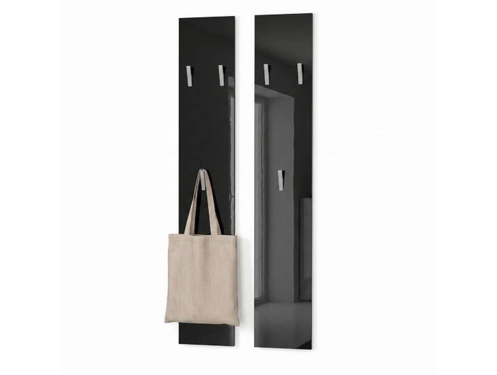 Vladon Garderobenpaneel Wandpaneel Schwarz Hochglanz, 24x140x2 cm, Garderobe, Garderobenpaneele