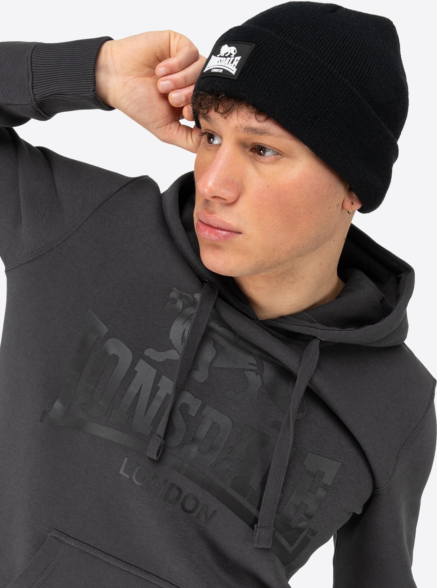 Beanie LONSDALE "DALSTON", schwarz, Obermaterial: 100% Polyacryl, Mützen Beanie schwarz Einheitsgröße