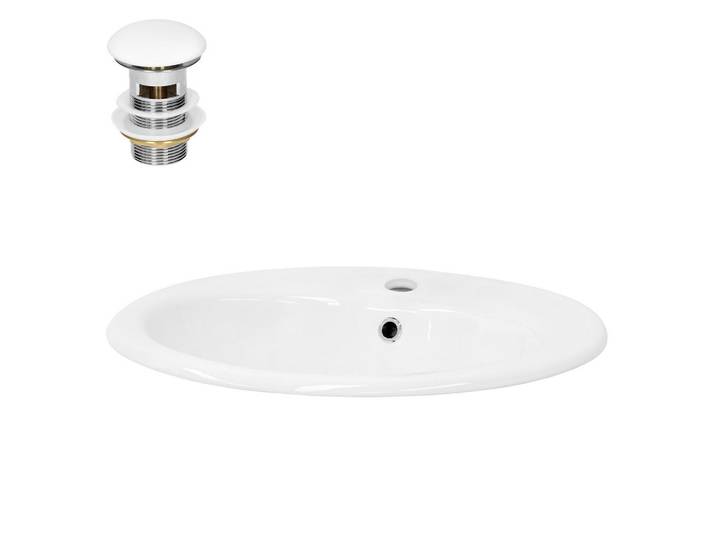 LuxeBath Waschbecken, Weiß, Metall, 48.5x19.5x57 cm, Badezimmer, Waschbecken & Armaturen, Waschbecken