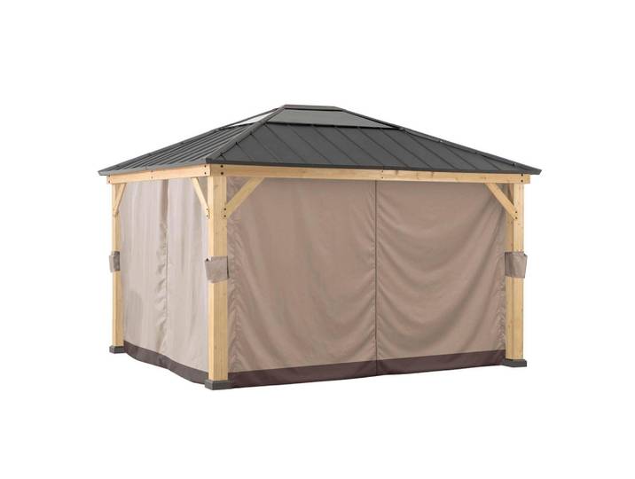 Pavillon-Seitenteil, Hellbraun, 399x220 cm, Sonnenschutz, Pavillons
