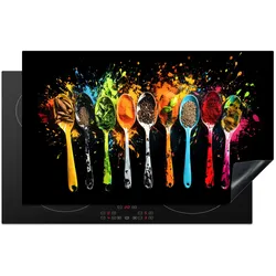 HERDABDECKPLATTE Löffel - Gewürze - Modern - Graffiti - Farbe - Farbenfroh Induktionsmatte 83x51 cm