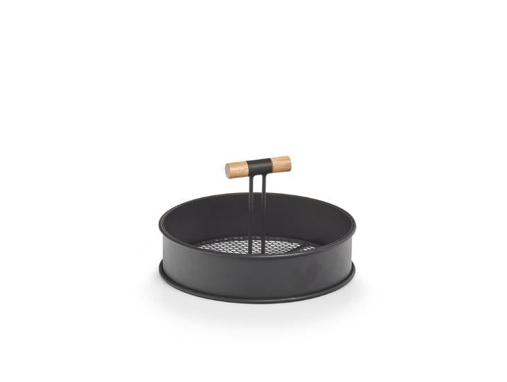 Tablett ZELLER PRESENT, schwarz, H:11,6cm Ø:20cm, Holz, Metall, Tabletts, Tablett, Ø 20 cm
