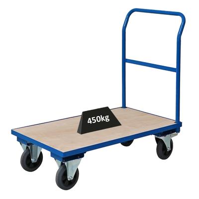PROREGAL Profi Plattformwagen | HxBxT 102x60x98cm | Traglast 450kg | Lichtblau | Transportwagen Handwagen Materialwagen