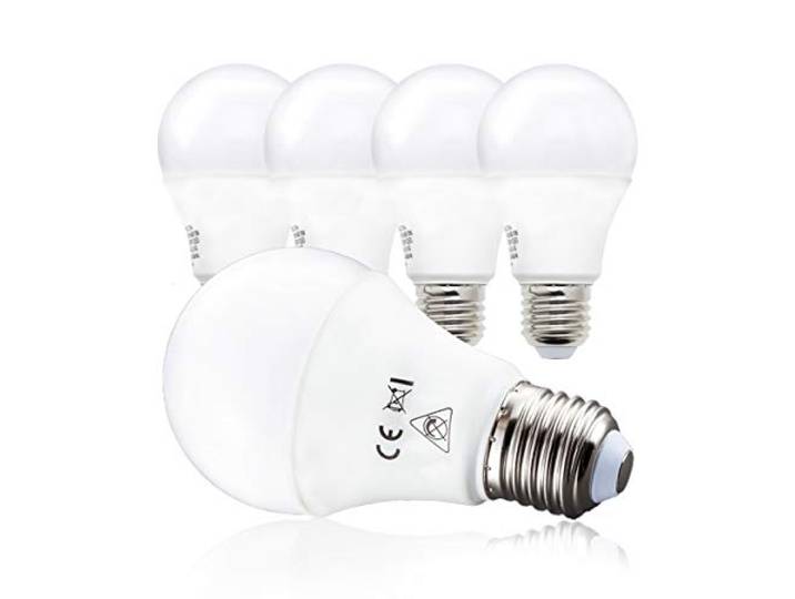 B.K.Licht - 5er Set LED Lampe E27 mit warmweißer Lichtfarbe, 9 Watt, 806 Lumen, Glühbirne, Leuchtmittel, LED Birne, Globe, Glühlampen, Bulb,11x6 cm, Weiß