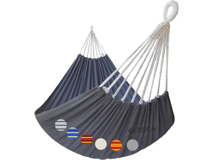 Hängematte 2 Personen 220 x 150 cm Dunkelgrau, Grau, 150x2.5x330 cm, Gartenmöbel, Gartenschaukeln, Hängematten