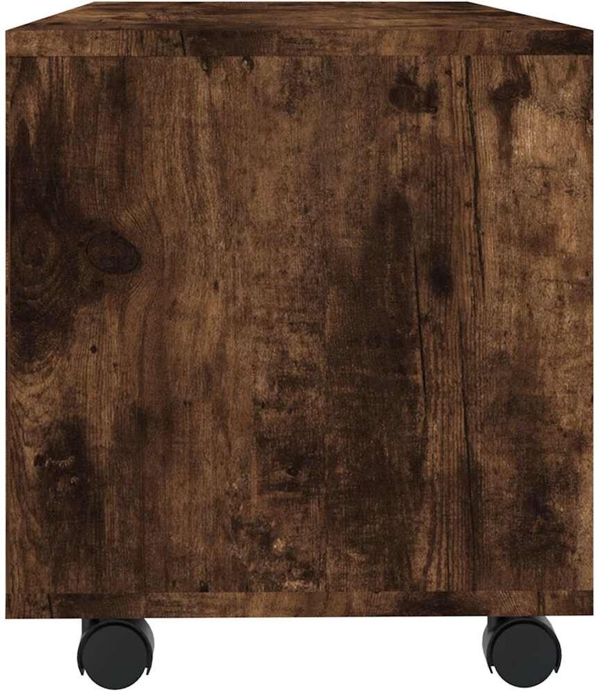 vidaXL Meuble TV sur roulettes Chêne fumé 90x35x35cm Bois d'ingénierie