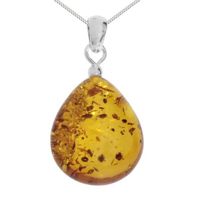 Kette mit Anhänger OSTSEE-SCHMUCK "Ostsee-Schmuck Kette mit Anhänger Tropfen ca. 22 mm lang" Gr. 45, silber, Halsketten, Damen, 45cm, Silber 925 (Sterlingsilber), L: 42