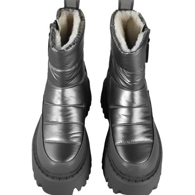 Winterstiefel BUFFALO "Buffalo ASPEN PUFFER ZIP - VEGAN NYLON", Damen, Gr. 38, silber (grau), Kunstfaser, unifarben, Schuhe Winterstiefel