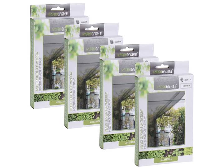 4er-Set Fliegengitter für Fenster, 1,3 x 1,5m, inkl. Klettband