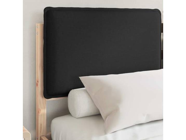 KTHLBRH Doppelbett Schwarz 160 x 200 cm Massives Kiefernholz, gepolstertes Kopfteil waschbar, platzsparendes Design