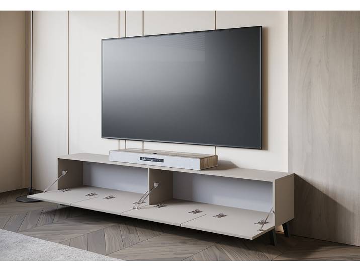 Meuble TV Polku Panneau de particules, revêtu de mélaminé Beige/Cachemire 190 x 40 x 32cm