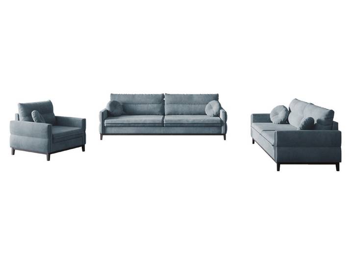 MOEBLO Polstergarnitur ESTELA 3+2+1, (Stoff Samt (Velour) Glamour Wohnlandschaft Sofa Couch Garnitur, Polstermöbel-Set Ohrensofa 3 Sitzer, 2 Sitzer und Sessel)