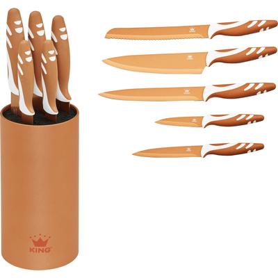Messerblock KING "Soft Touch", orange, H:22,5cm Ø:12cm, Messerblöcke, Messerblock, mit KING protect Beschichtung