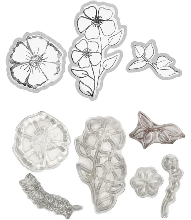 Creativ Company Stempelset en stansmallen met bloemenmotieven voor decoratief papier