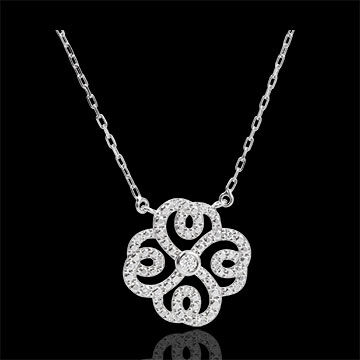 Edenly Collier Schicksal - WeiÃŸgold und Diamanten - Verspielter Klee