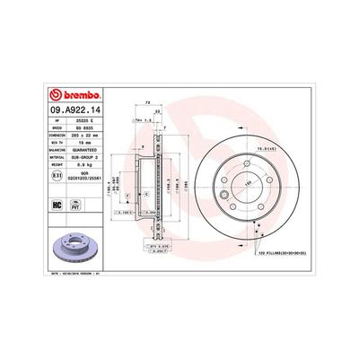 MAGNETI MARELLI Bremsscheibe 360406099500 innenbelüftet-Belüftung mit tropfenförmigen Flügeln 285mm 22mm für DODGE Mercedes