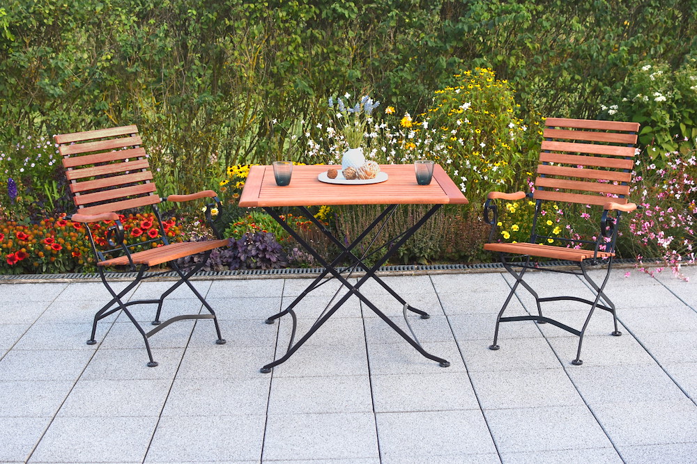 MERXXHANDELS Schlossgarten Set 3tlg 2 Sessel Klapptisch 90x90cm 16928795