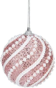 Inspired Deals Shimmering Sequin Pearl Christmas Tree Ornaments Hanging Ball Decorations pink