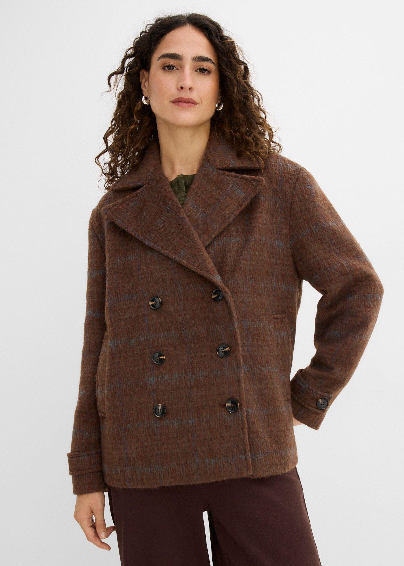 bonprix Karierte Cabanjacke, braun, Gr.48, Modern geschnitten