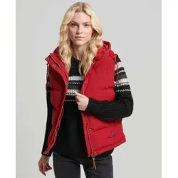 Superdry für Damen. W5010907A Steppweste mit Kapuze Everest rot (S), Lässig, Nylon, Nachhaltig