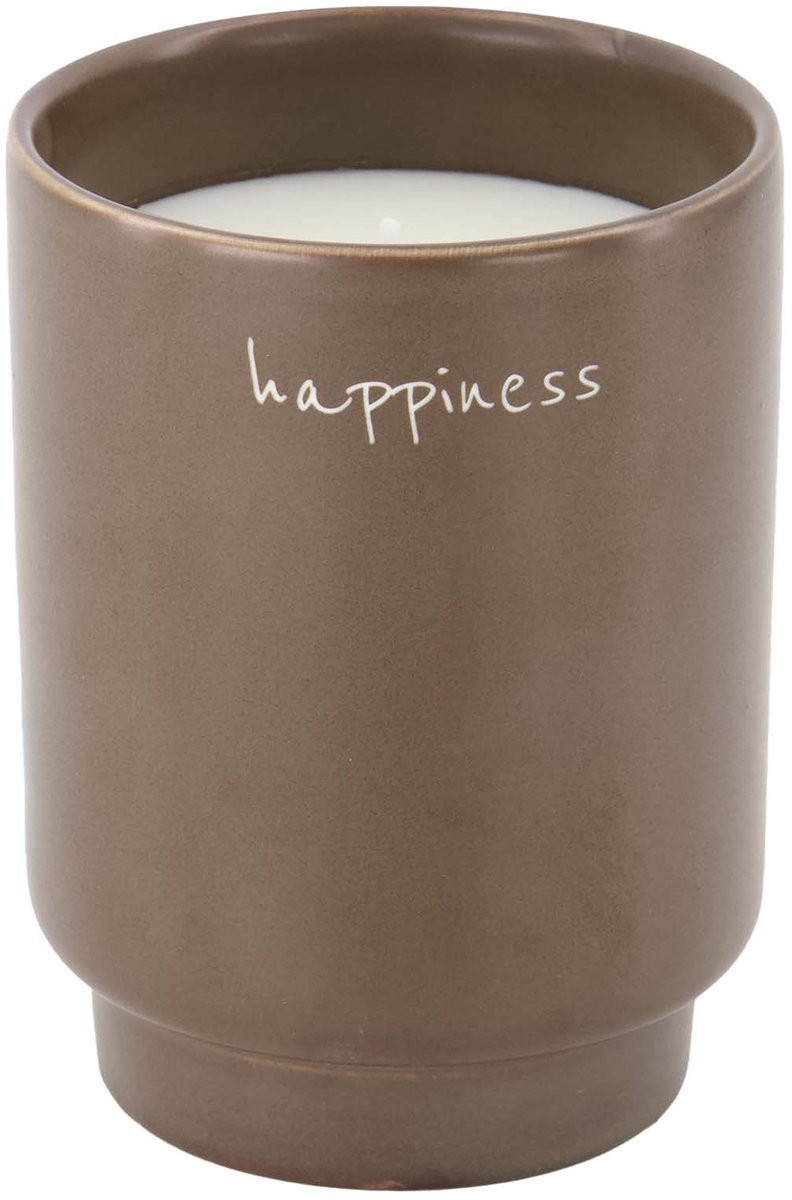 Zusss Scented Candle Ceramic Happiness - Donkerbruin - Ø8 x 11 cm