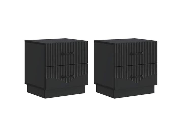 KUPTYERFG Nachttisch 2er Set Schwarz 43x34,5x44,5cm Holzwerkstoff Vielseitiges Beistelltisch Duo für Schlafzimmer und Gästezimmer mit geräumigen Schubladen für mehr Ordnung.