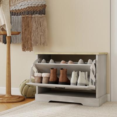 Shoe Bench with 1 Flip Drawer and Adjustable Shelf for Entryway/Hallway/Bedroom